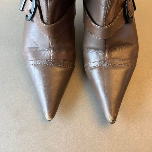 Claudia Ciuti Brown Leather Heeled Boots Size 7 - Picture 3 of 8